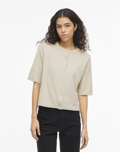 Vila - VILiga O-Neck Strik Cardigan - Birch/Melange 